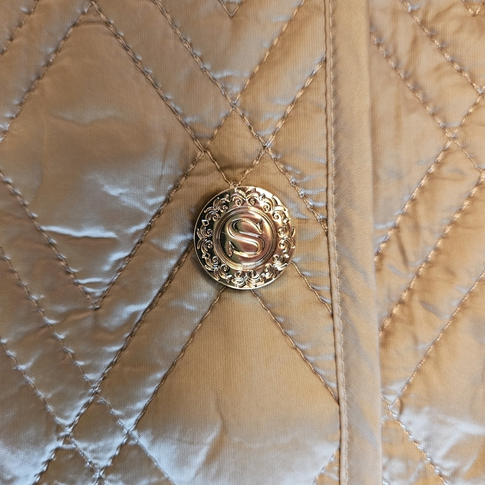 Women's Long Beige Winter Quilted Coat, Snover, NWT, Small - Picture 5 of 15